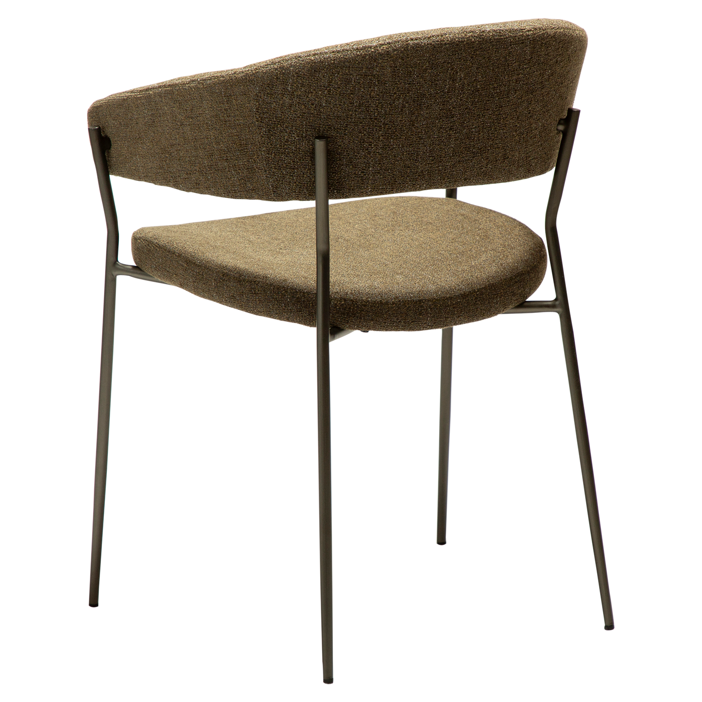 [var:Bezug=Dunkelolivfarbenes Bouclé-Gewebe mit antiken Zinnbeinen] REBOOT Sessel