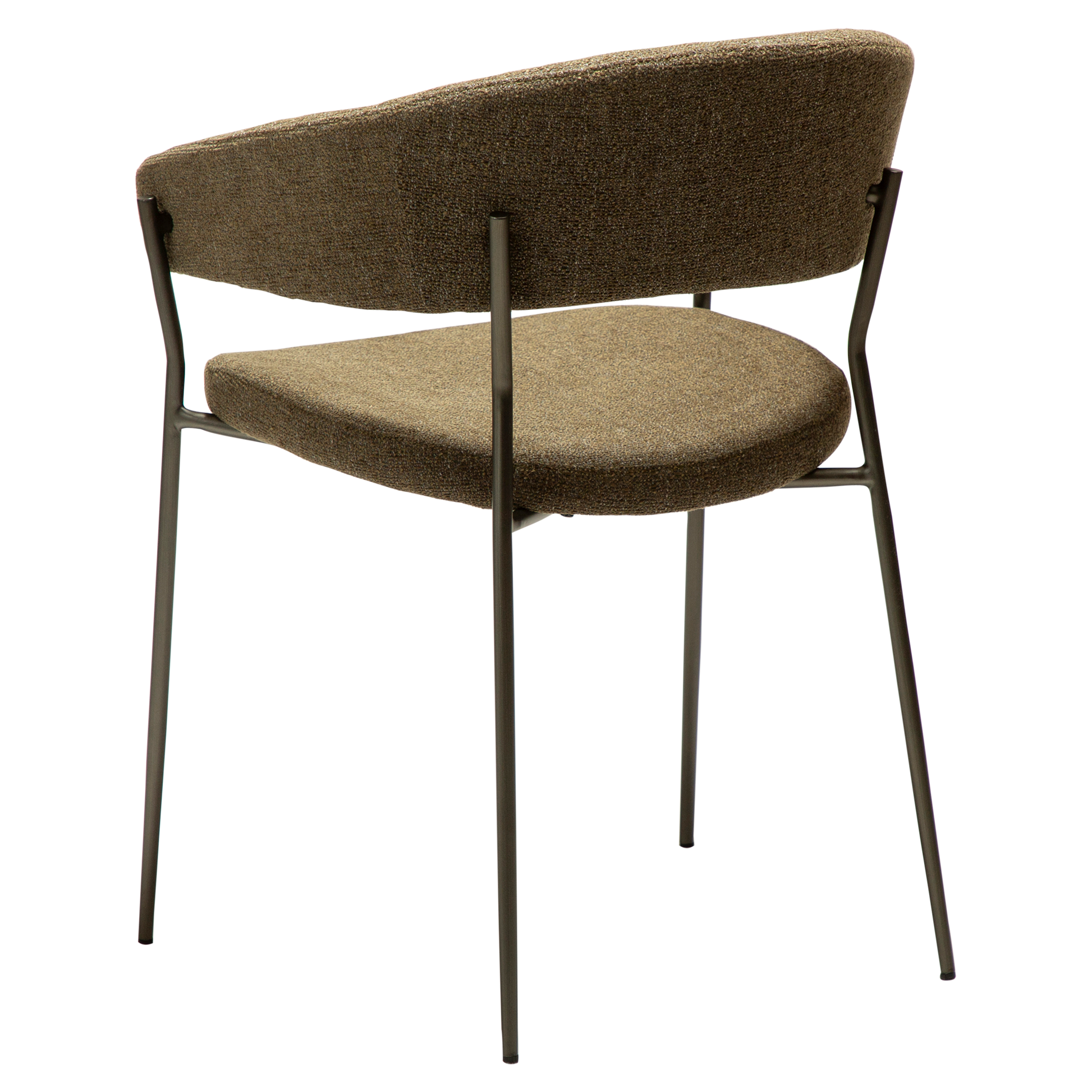 [var:Bezug=Dunkelolivfarbenes Bouclé-Gewebe mit antiken Zinnbeinen] REBOOT Sessel