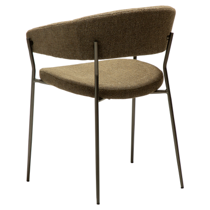 [var:Bezug=Dunkelolivfarbenes Bouclé-Gewebe mit antiken Zinnbeinen] REBOOT Sessel