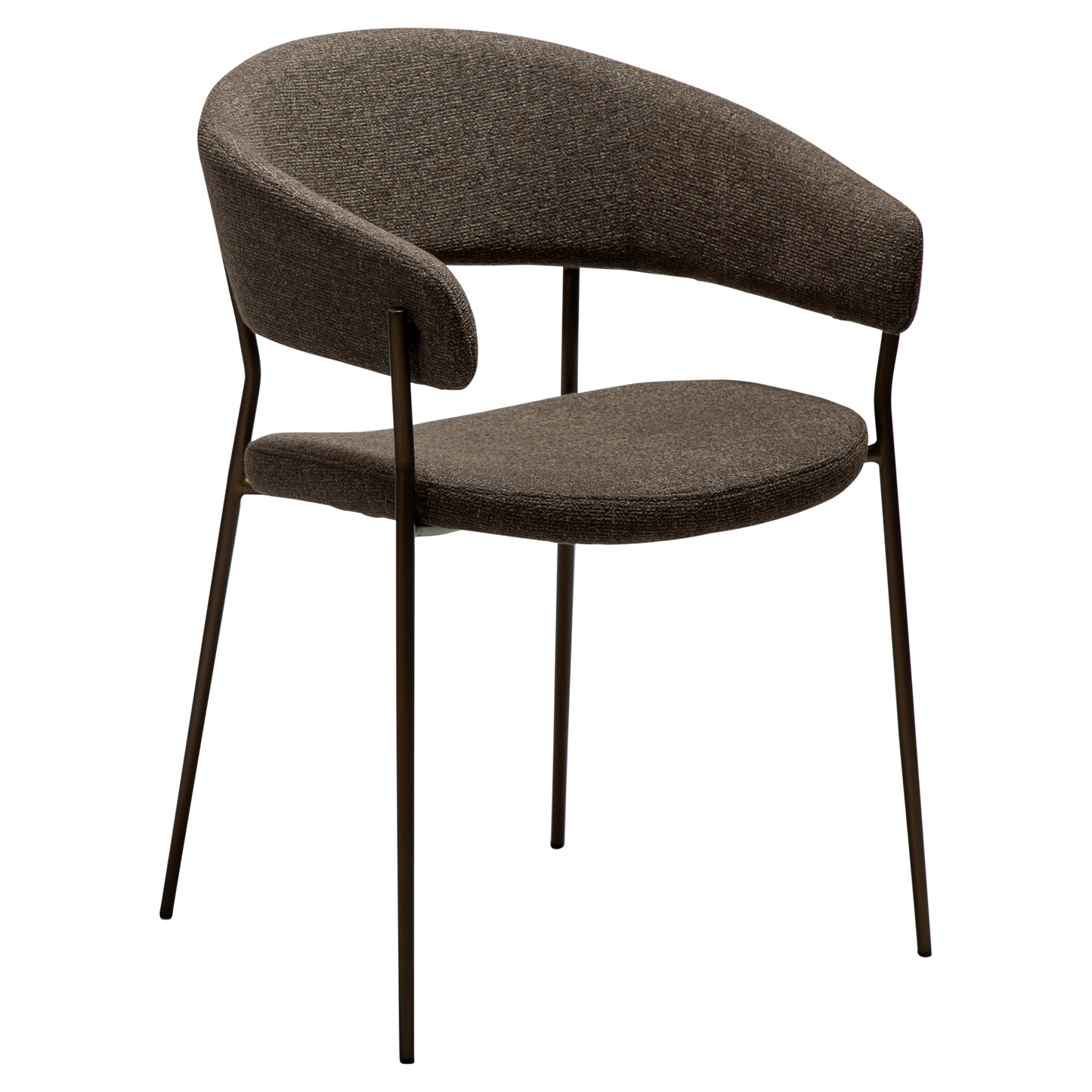 [var:Bezug=Dunkelbraunes Bouclé-Gewebe mit antiken Messingbeinen] REBOOT Sessel