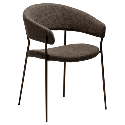 [var:Bezug=Dunkelbraunes Bouclé-Gewebe mit antiken Messingbeinen] REBOOT Sessel