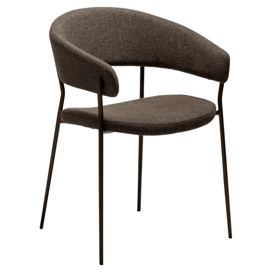 [var:Bezug=Dunkelbraunes Bouclé-Gewebe mit antiken Messingbeinen] REBOOT Sessel