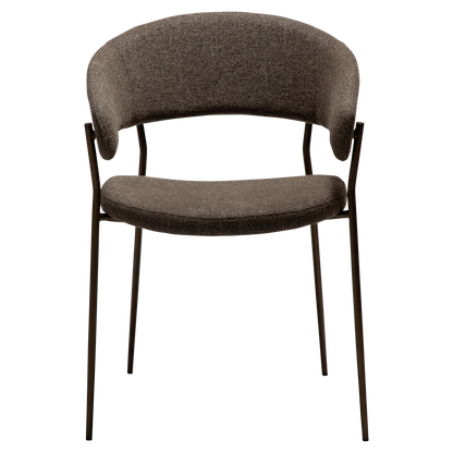 [var:Bezug=Dunkelbraunes Bouclé-Gewebe mit antiken Messingbeinen] REBOOT Sessel