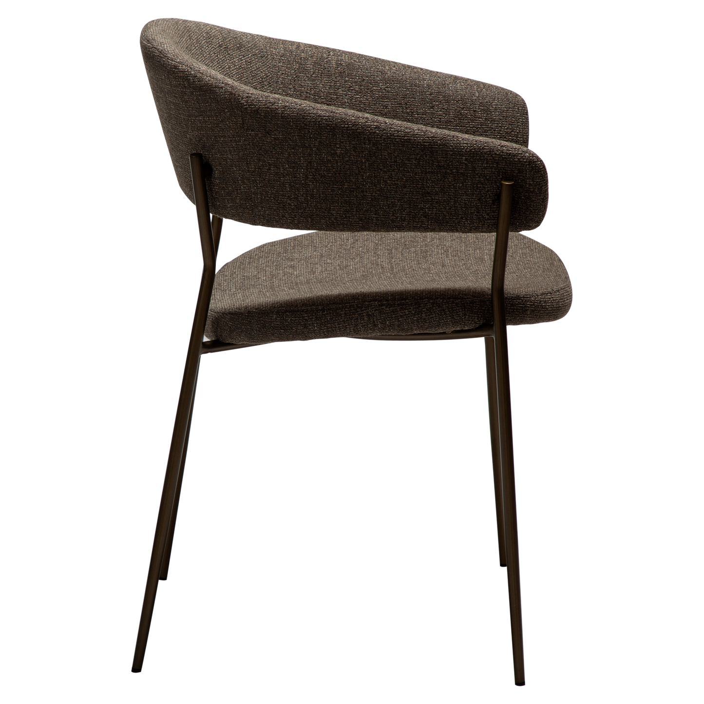 [var:Bezug=Dunkelbraunes Bouclé-Gewebe mit antiken Messingbeinen] REBOOT Sessel