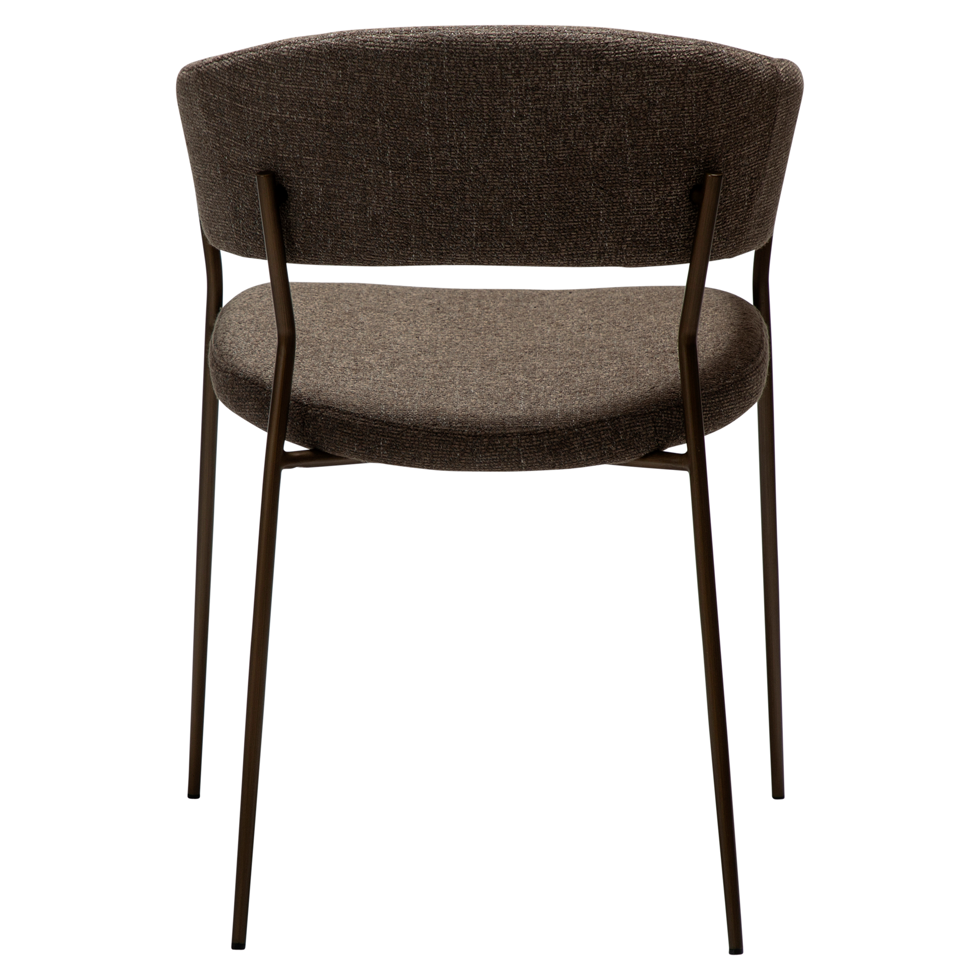 [var:Bezug=Dunkelbraunes Bouclé-Gewebe mit antiken Messingbeinen] REBOOT Sessel