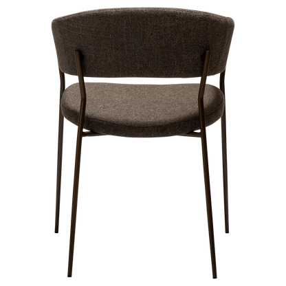 [var:Bezug=Dunkelbraunes Bouclé-Gewebe mit antiken Messingbeinen] REBOOT Sessel