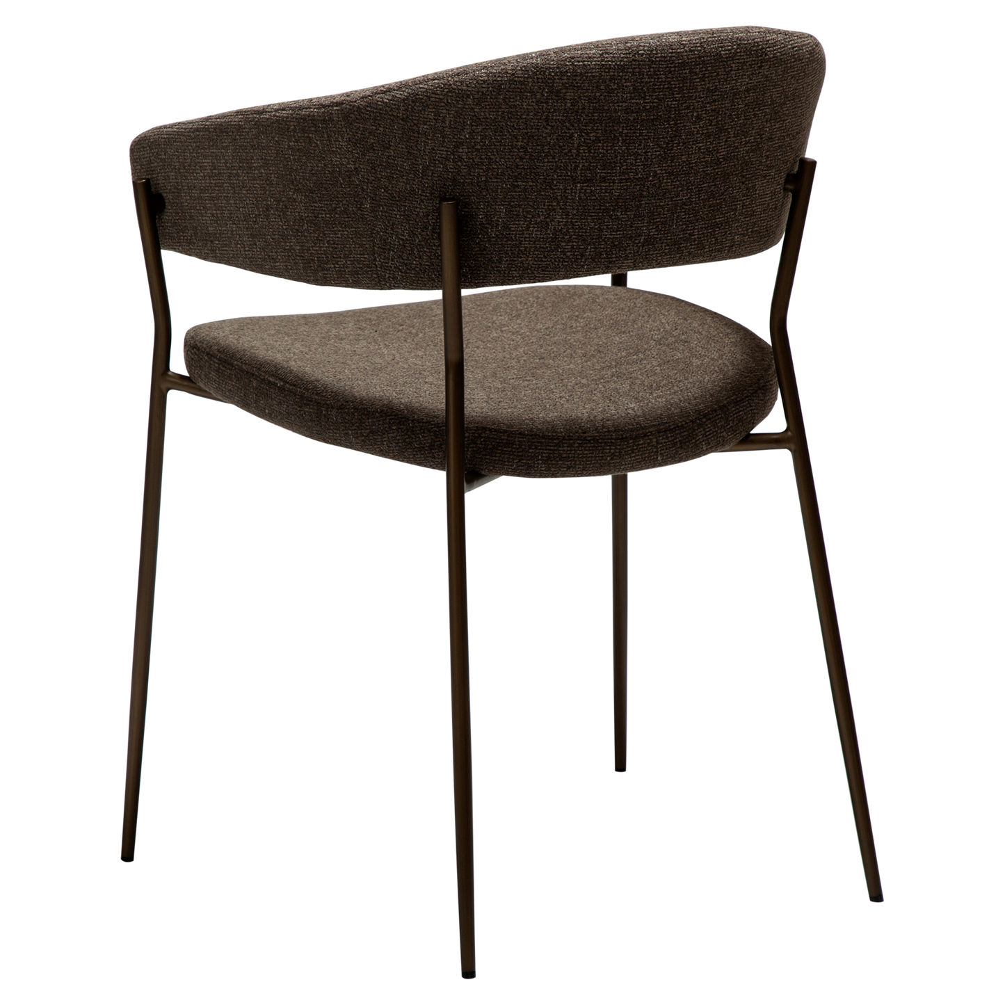 [var:Bezug=Dunkelbraunes Bouclé-Gewebe mit antiken Messingbeinen] REBOOT Sessel