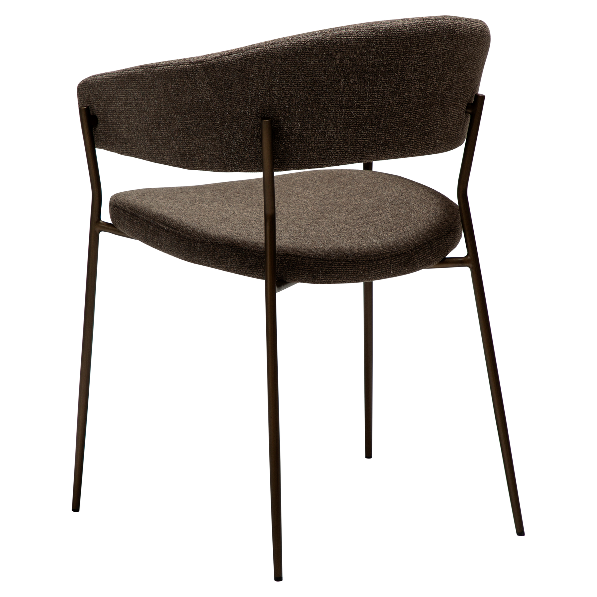 [var:Bezug=Dunkelbraunes Bouclé-Gewebe mit antiken Messingbeinen] REBOOT Sessel