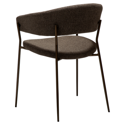 [var:Bezug=Dunkelbraunes Bouclé-Gewebe mit antiken Messingbeinen] REBOOT Sessel