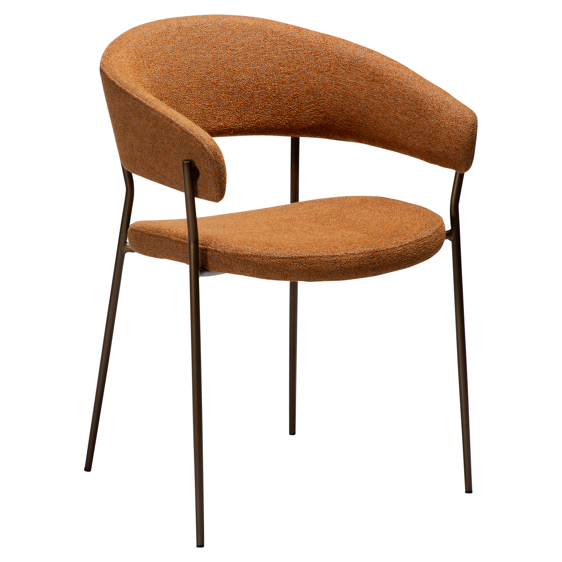 [var:Bezug=Kürbisgewürz Bouclé-Stoff mit antiken Messingbeinen] REBOOT Sessel