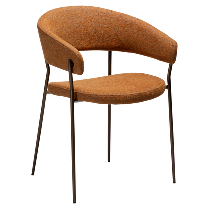 [var:Bezug=Kürbisgewürz Bouclé-Stoff mit antiken Messingbeinen] REBOOT Sessel