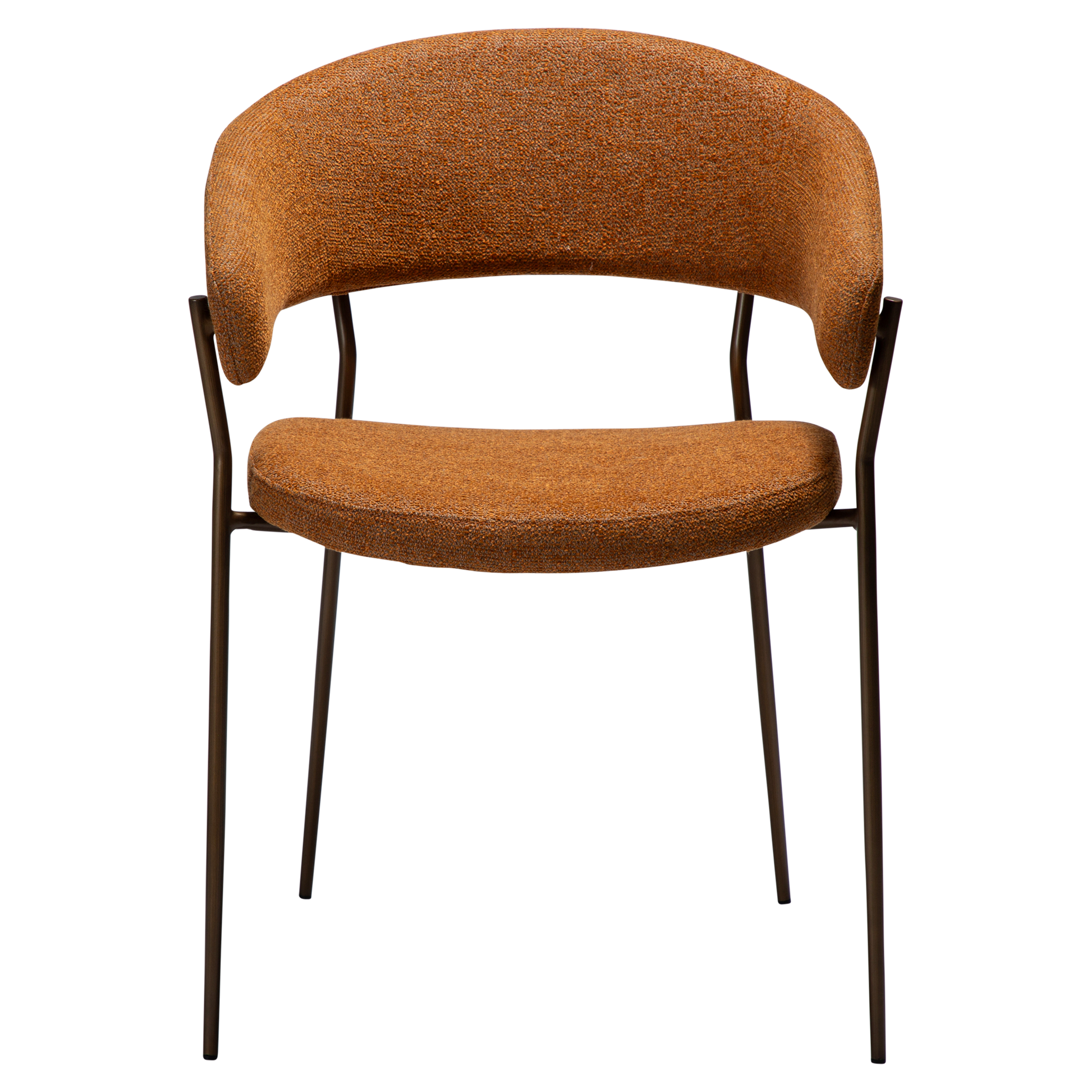 [var:Bezug=Kürbisgewürz Bouclé-Stoff mit antiken Messingbeinen] REBOOT Sessel