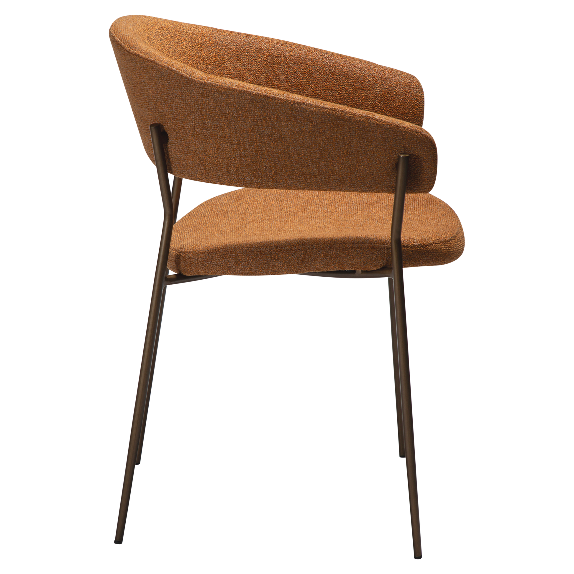 [var:Bezug=Kürbisgewürz Bouclé-Stoff mit antiken Messingbeinen] REBOOT Sessel