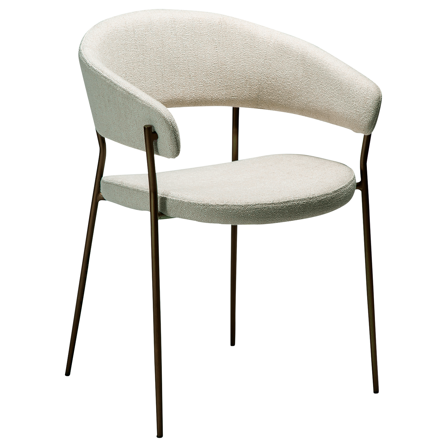 [var:Bezug=REBOOT Sessel, einfach beiger Bouclé-Stoff mit antiken Messingbeinen] REBOOT Sessel