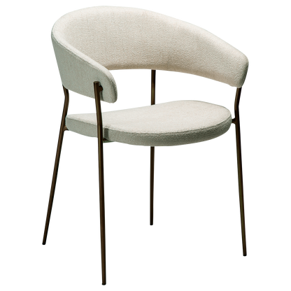 [var:Bezug=REBOOT Sessel, einfach beiger Bouclé-Stoff mit antiken Messingbeinen] REBOOT Sessel