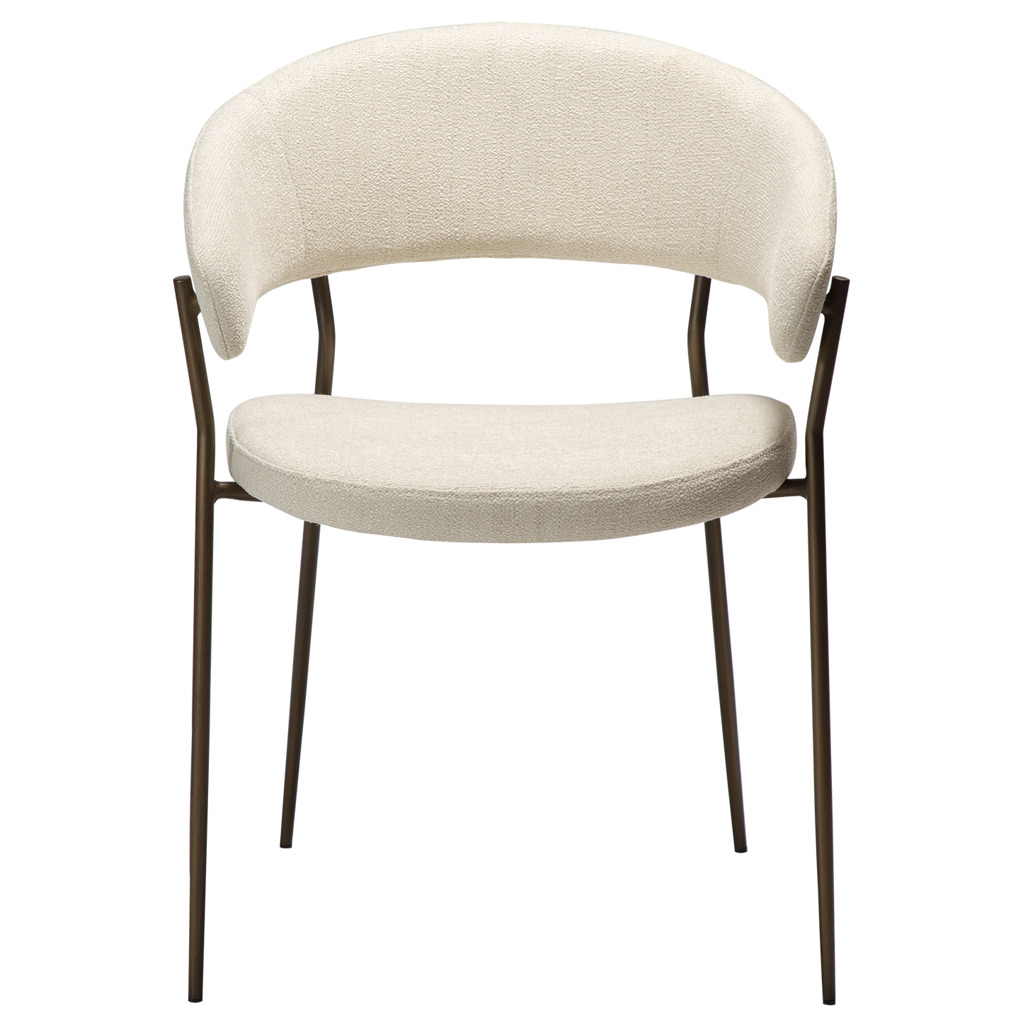 [var:Bezug=REBOOT Sessel, einfach beiger Bouclé-Stoff mit antiken Messingbeinen] REBOOT Sessel