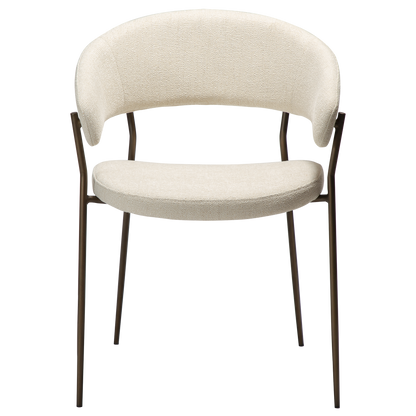 [var:Bezug=REBOOT Sessel, einfach beiger Bouclé-Stoff mit antiken Messingbeinen] REBOOT Sessel