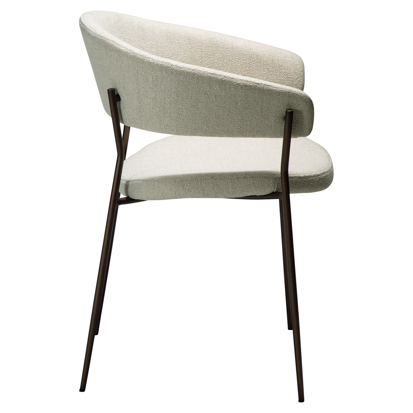 [var:Bezug=REBOOT Sessel, einfach beiger Bouclé-Stoff mit antiken Messingbeinen] REBOOT Sessel