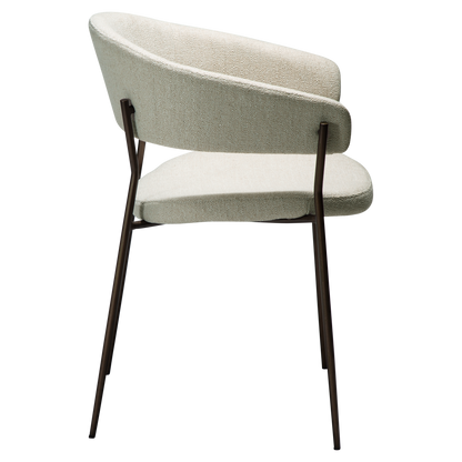 [var:Bezug=REBOOT Sessel, einfach beiger Bouclé-Stoff mit antiken Messingbeinen] REBOOT Sessel