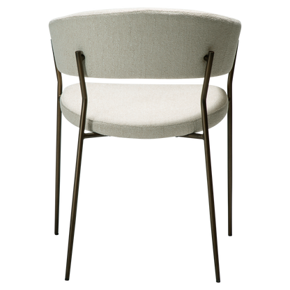 [var:Bezug=REBOOT Sessel, einfach beiger Bouclé-Stoff mit antiken Messingbeinen] REBOOT Sessel