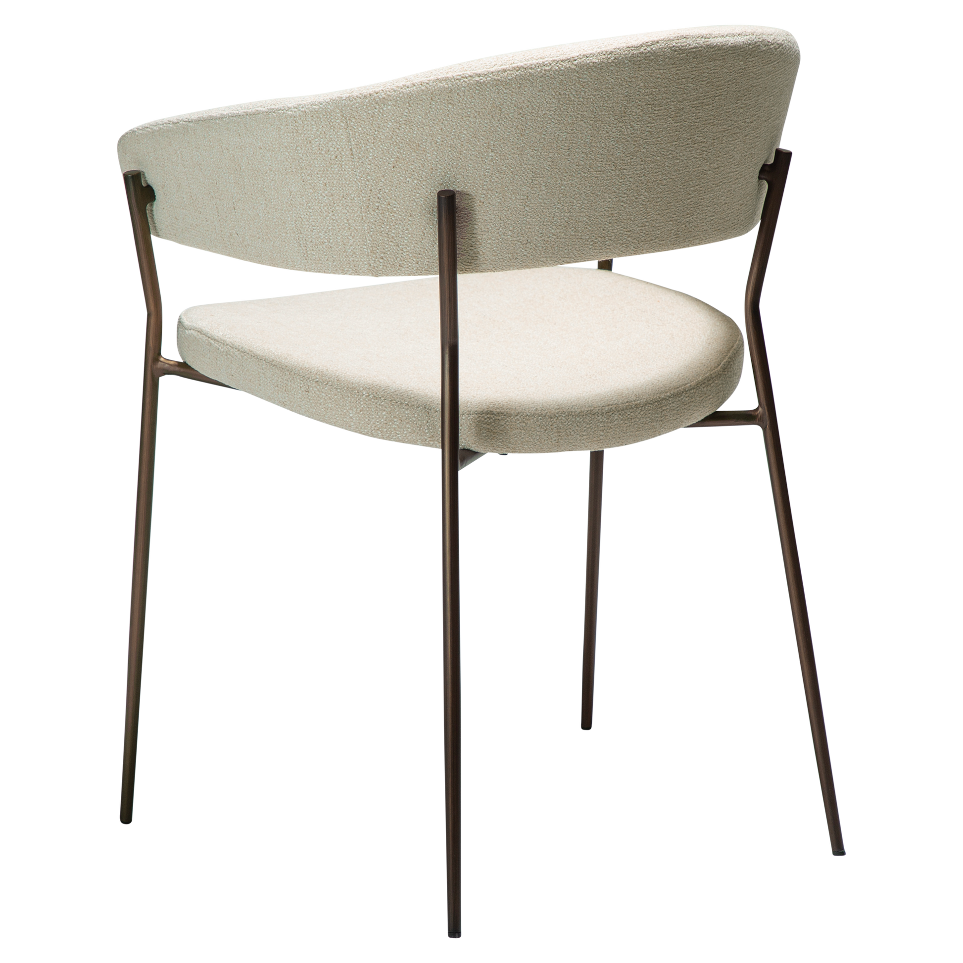 [var:Bezug=REBOOT Sessel, einfach beiger Bouclé-Stoff mit antiken Messingbeinen] REBOOT Sessel