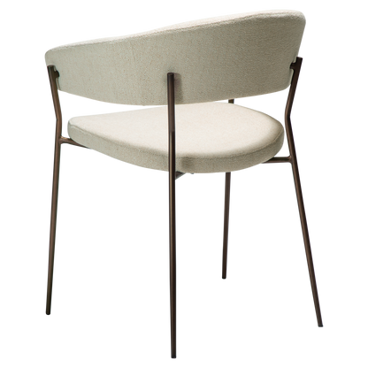 [var:Bezug=REBOOT Sessel, einfach beiger Bouclé-Stoff mit antiken Messingbeinen] REBOOT Sessel