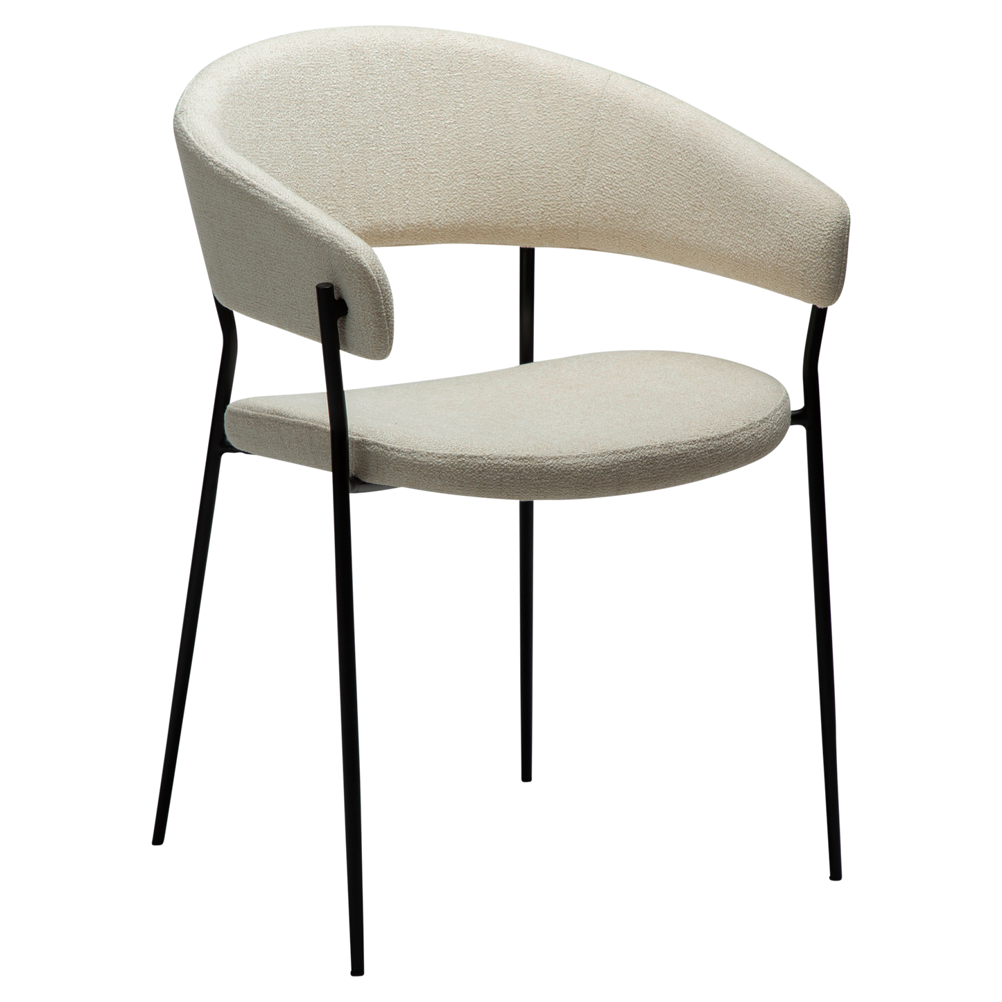 [var:Bezug=Einfach beiger Bouclé-Stoff mit schwarzen Beinen] REBOOT Sessel