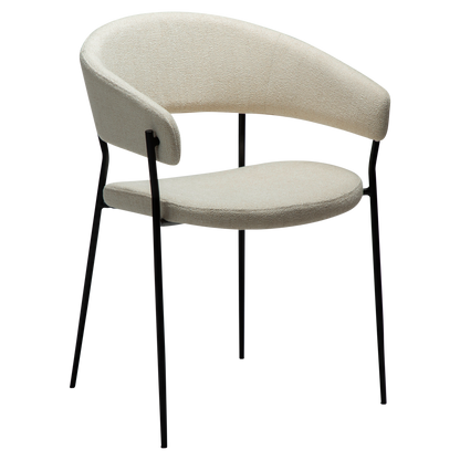 [var:Bezug=Einfach beiger Bouclé-Stoff mit schwarzen Beinen] REBOOT Sessel