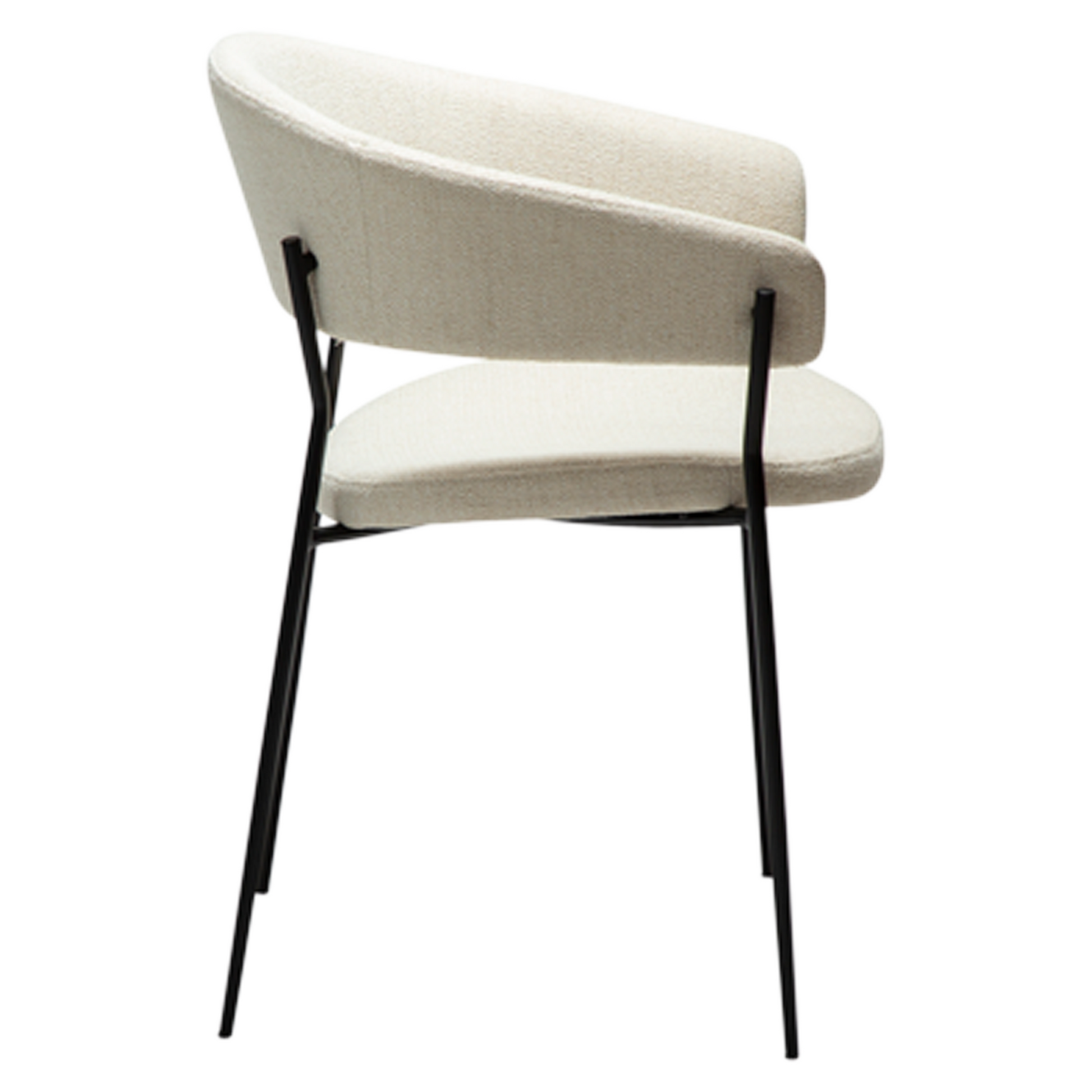 [var:Bezug=Einfach beiger Bouclé-Stoff mit schwarzen Beinen] REBOOT Sessel