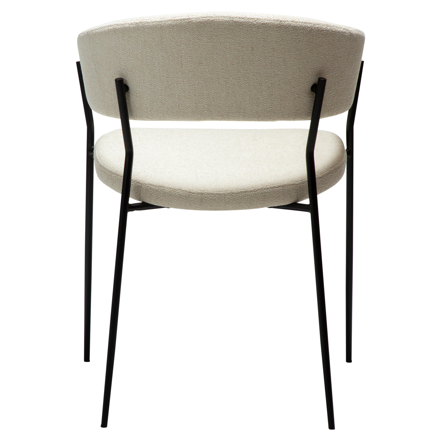 [var:Bezug=Einfach beiger Bouclé-Stoff mit schwarzen Beinen] REBOOT Sessel