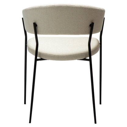 [var:Bezug=Einfach beiger Bouclé-Stoff mit schwarzen Beinen] REBOOT Sessel