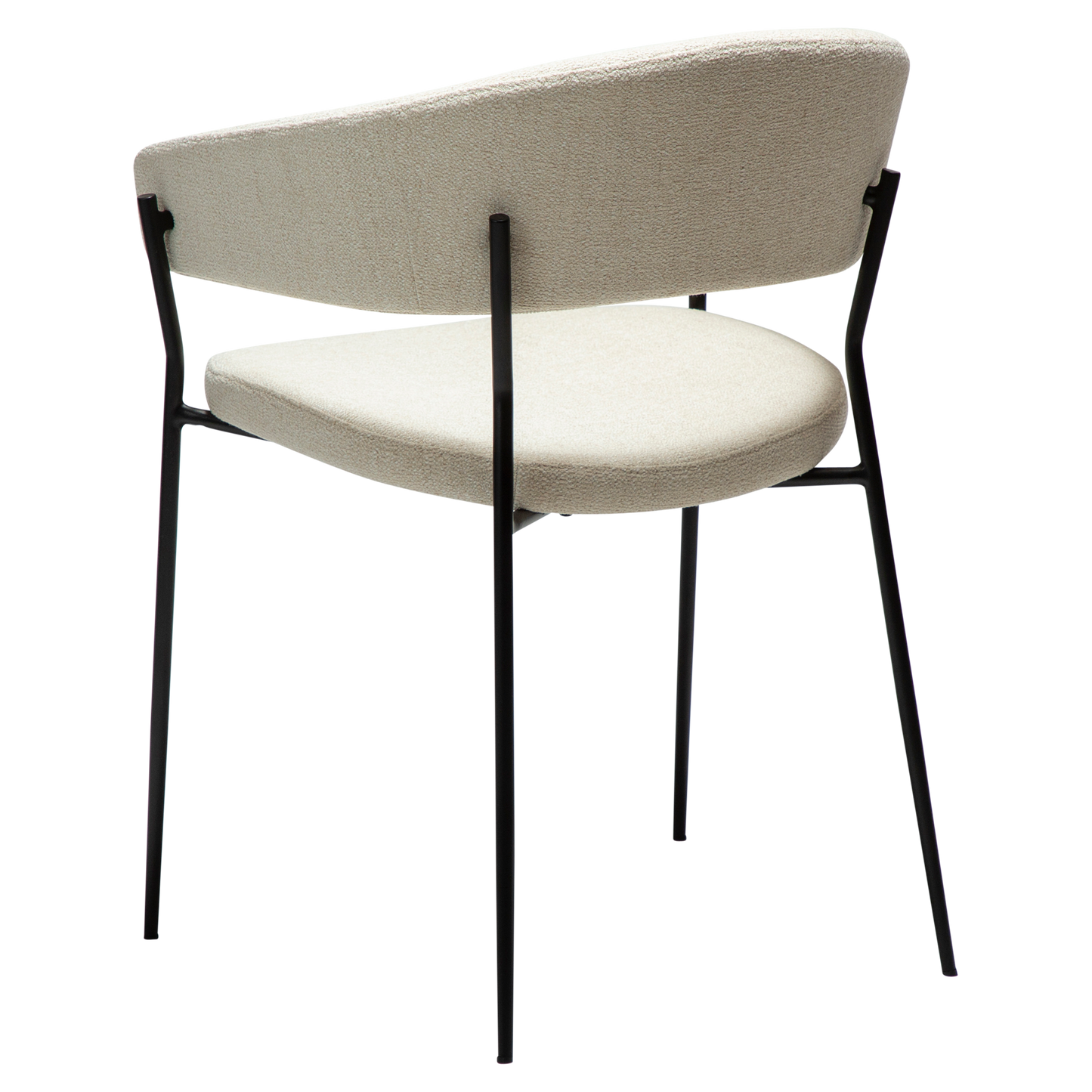 [var:Bezug=Einfach beiger Bouclé-Stoff mit schwarzen Beinen] REBOOT Sessel