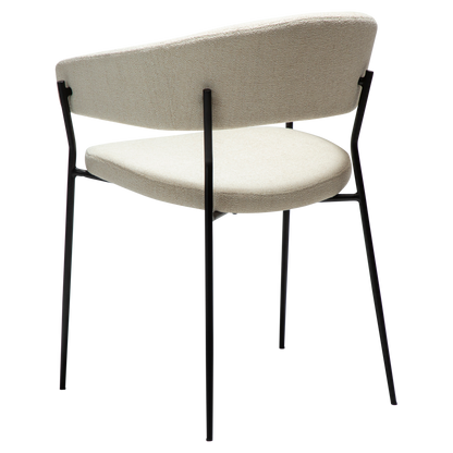 [var:Bezug=Einfach beiger Bouclé-Stoff mit schwarzen Beinen] REBOOT Sessel