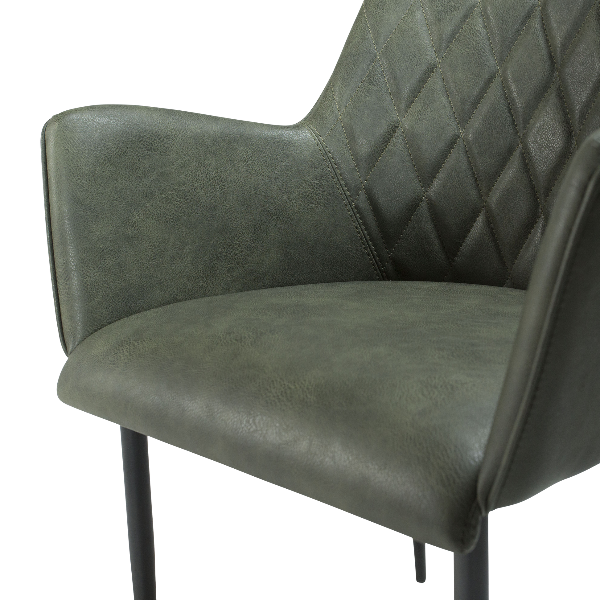 [var:Bezug=Vintage grünes Kunstleder mit schwarzen Beinen] ROMBO Sessel