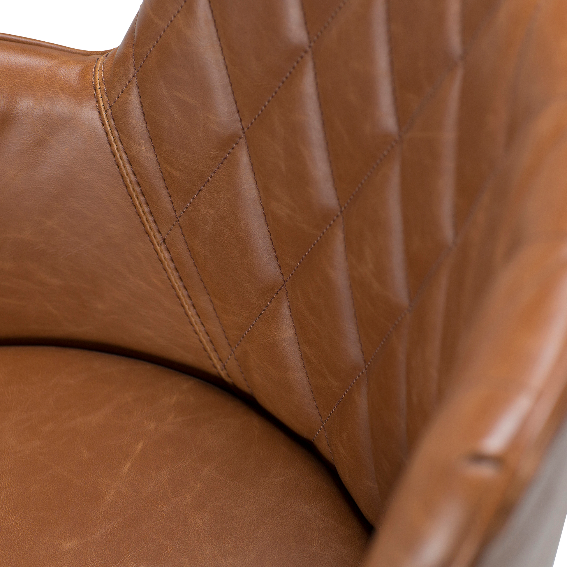 [var:Bezug=Vintage hellbraunes Kunstleder mit schwarzen Beinen] ROMBO Sessel