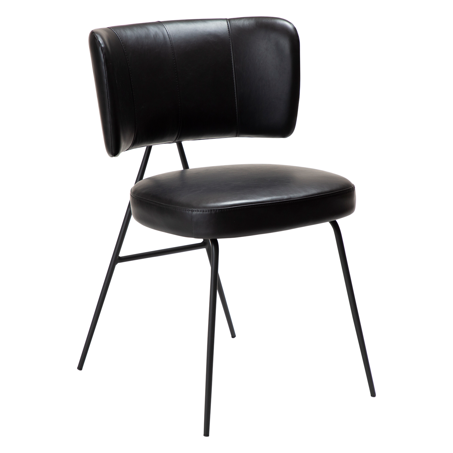 [var:Bezug=Vintage schwarzes Kunstleder mit schwarzen Beinen] ROOST Stuhl