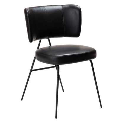 [var:Bezug=Vintage schwarzes Kunstleder mit schwarzen Beinen] ROOST Stuhl