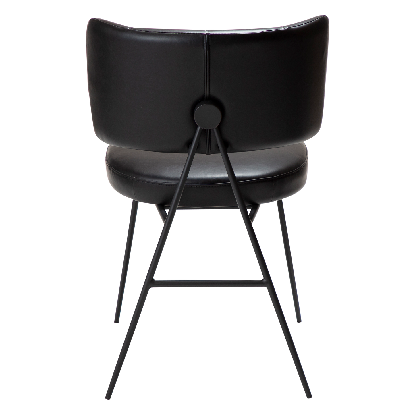 [var:Bezug=Vintage schwarzes Kunstleder mit schwarzen Beinen] ROOST Stuhl