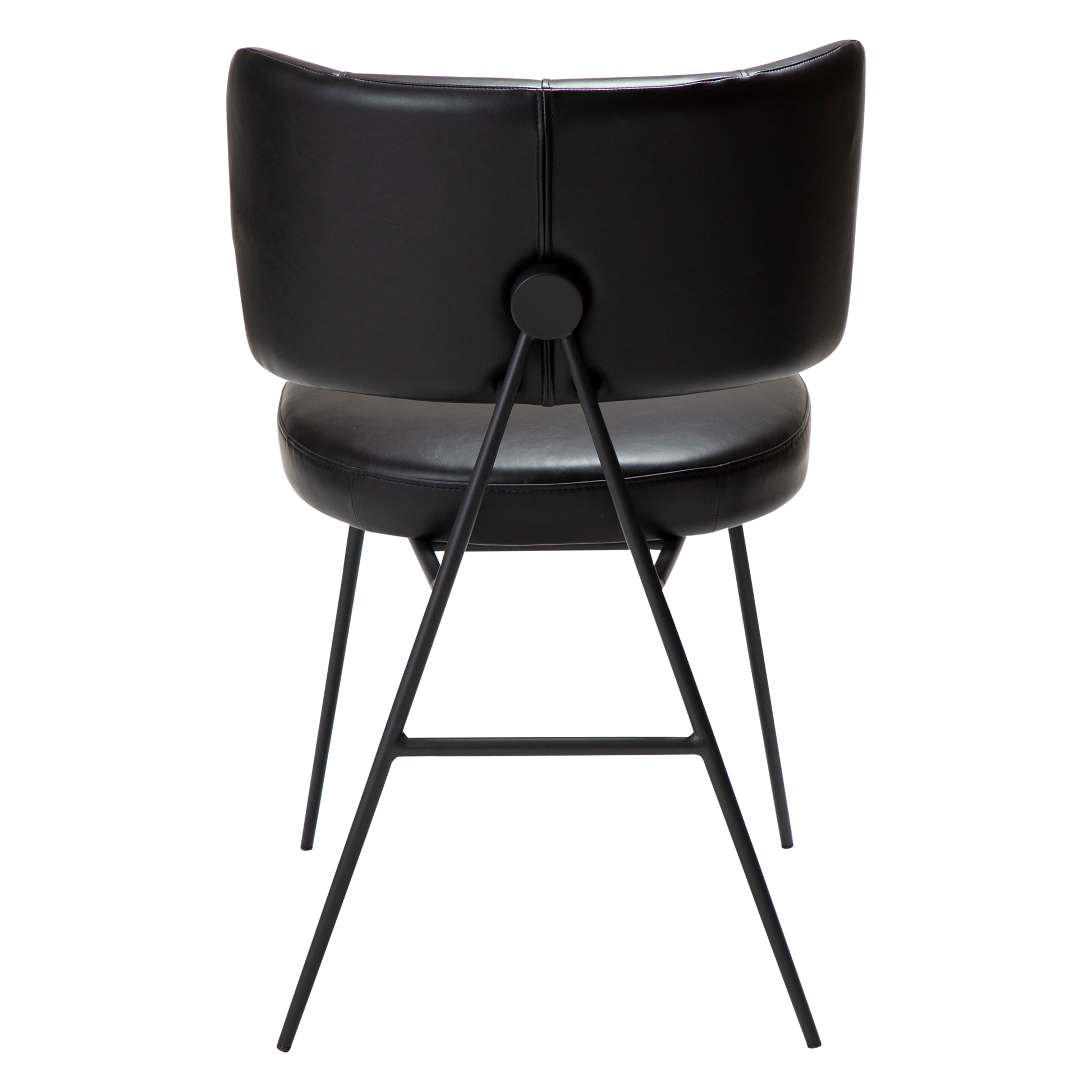 [var:Bezug=Vintage schwarzes Kunstleder mit schwarzen Beinen] ROOST Stuhl