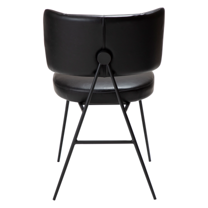 [var:Bezug=Vintage schwarzes Kunstleder mit schwarzen Beinen] ROOST Stuhl