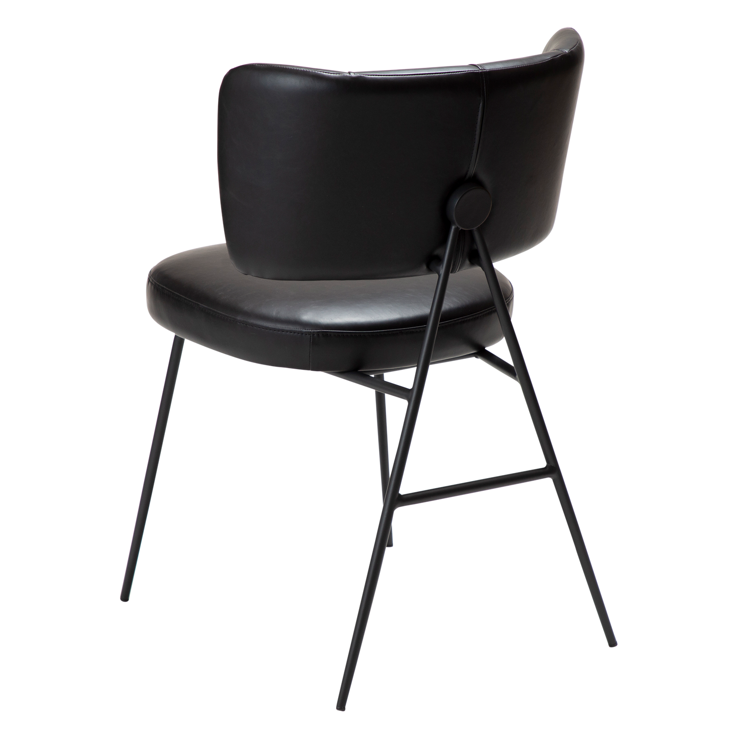 [var:Bezug=Vintage schwarzes Kunstleder mit schwarzen Beinen] ROOST Stuhl