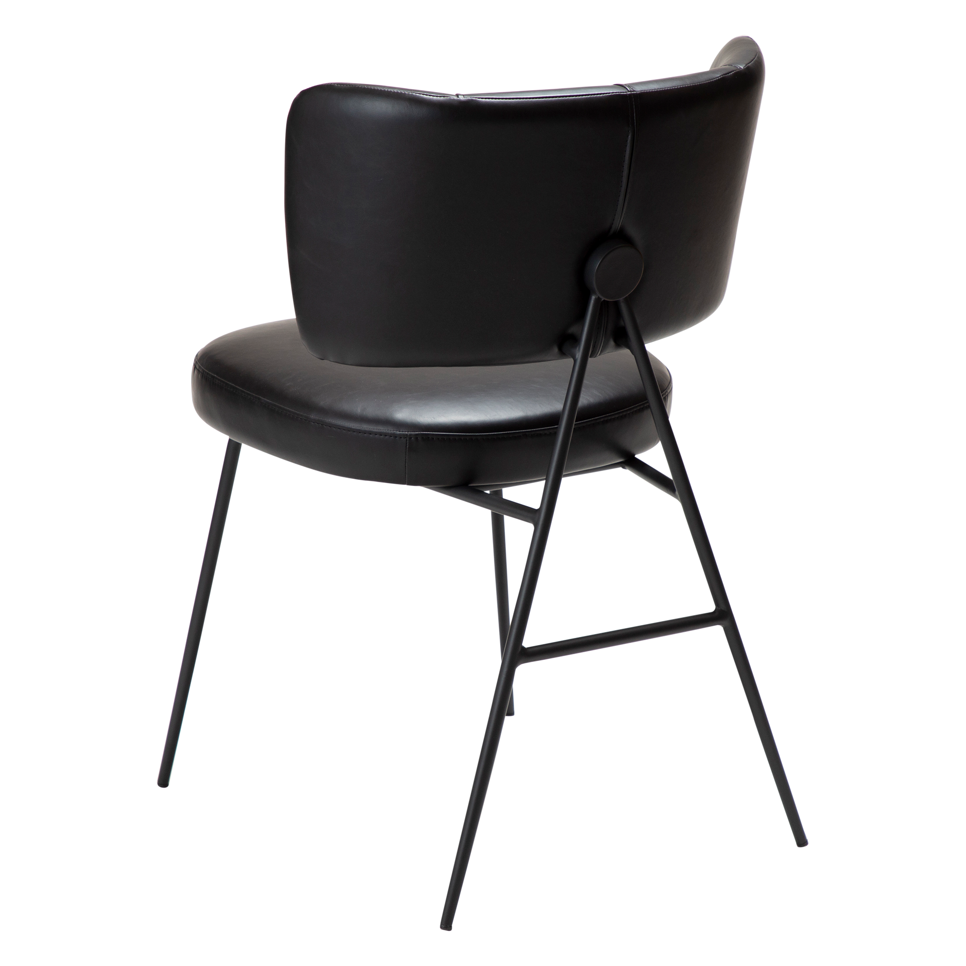 [var:Bezug=Vintage schwarzes Kunstleder mit schwarzen Beinen] ROOST Stuhl