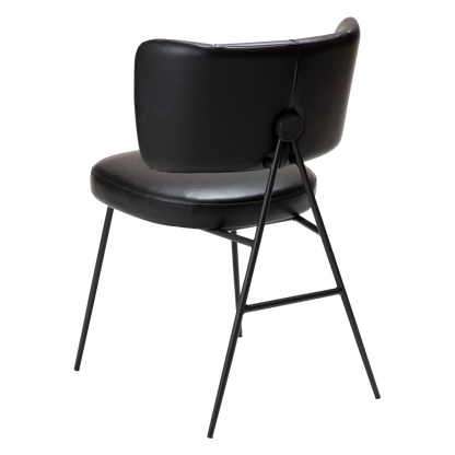 [var:Bezug=Vintage schwarzes Kunstleder mit schwarzen Beinen] ROOST Stuhl