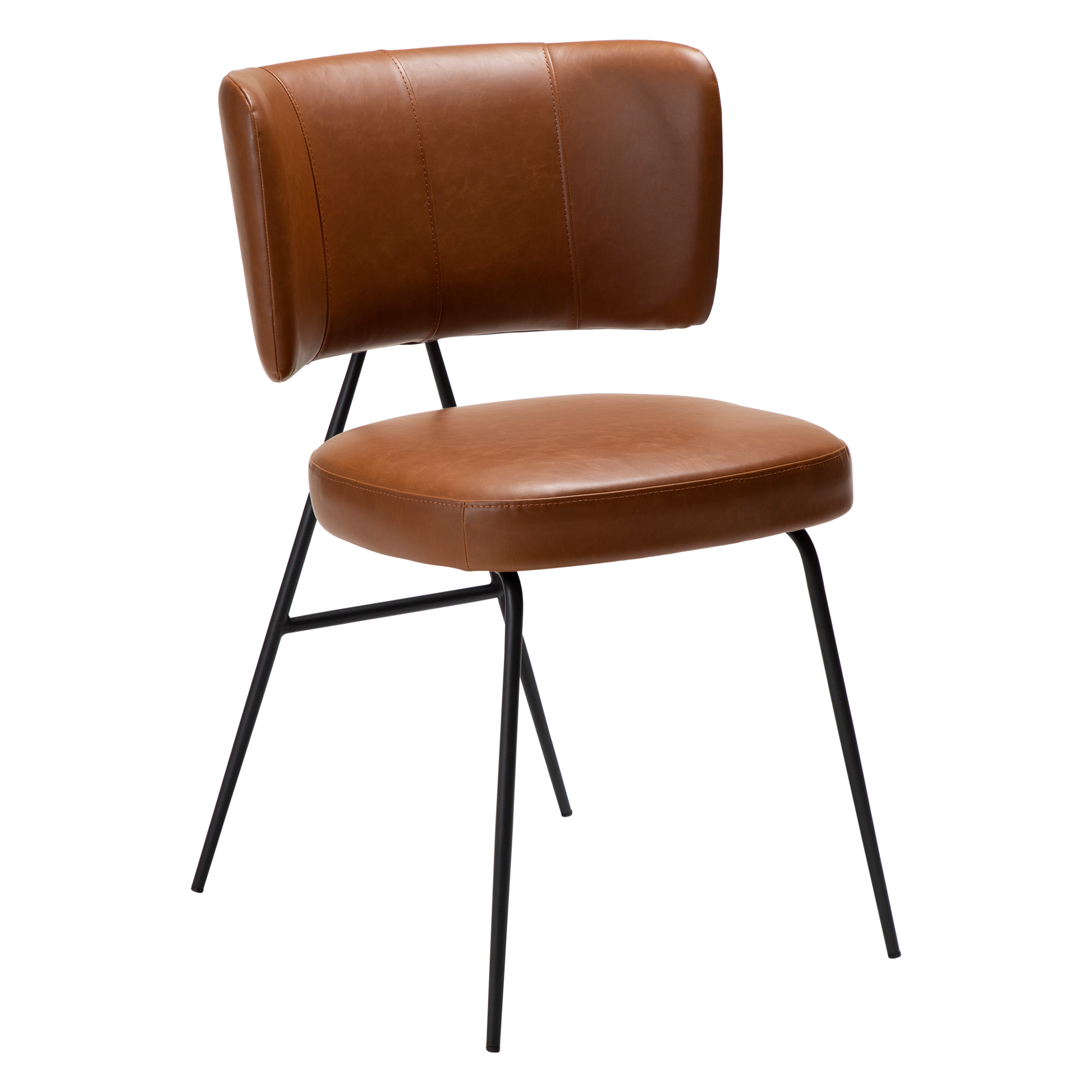 [var:Bezug=Vintage hellbraunes Kunstleder mit schwarzen Beinen] ROOST Stuhl