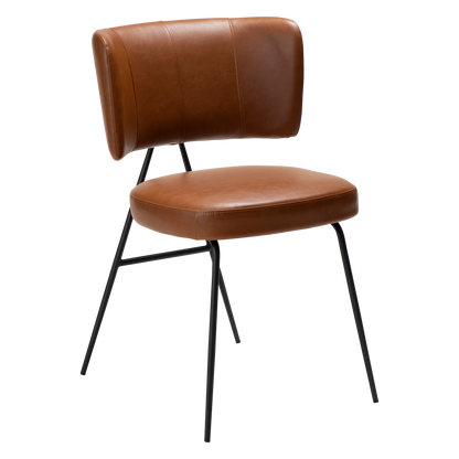[var:Bezug=Vintage hellbraunes Kunstleder mit schwarzen Beinen] ROOST Stuhl