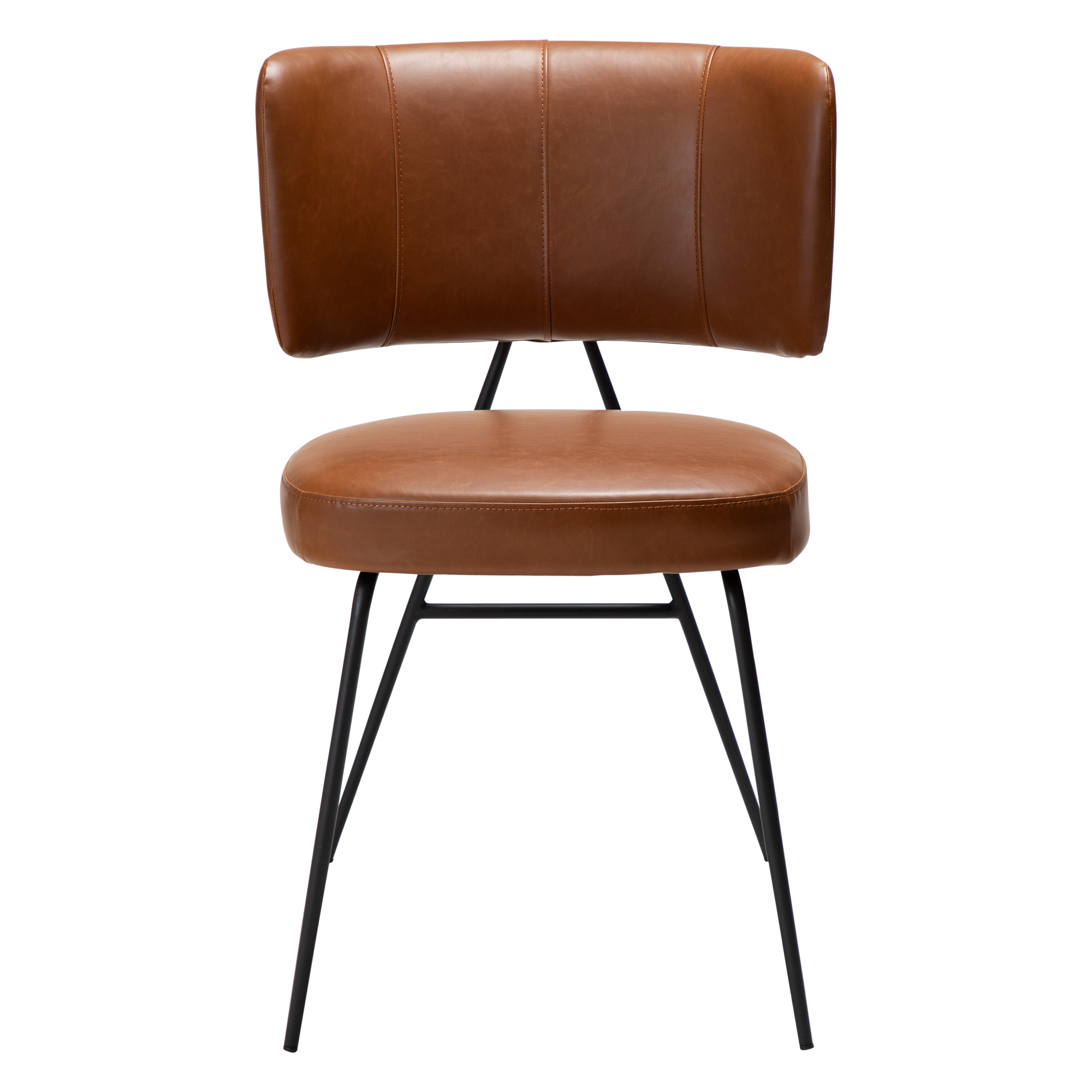 [var:Bezug=Vintage hellbraunes Kunstleder mit schwarzen Beinen] ROOST Stuhl