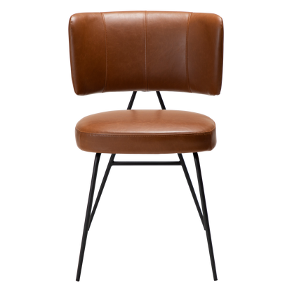 [var:Bezug=Vintage hellbraunes Kunstleder mit schwarzen Beinen] ROOST Stuhl