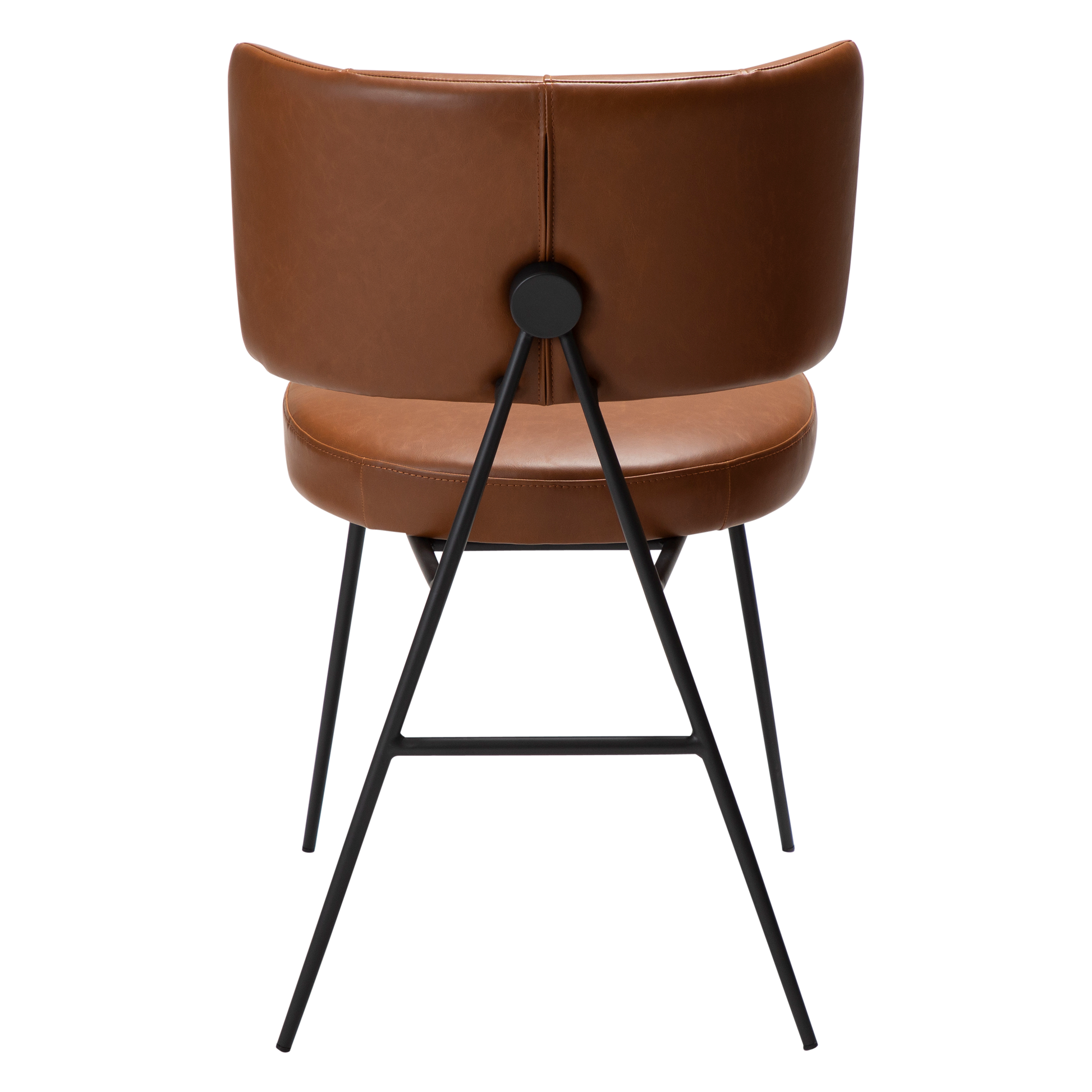 [var:Bezug=Vintage hellbraunes Kunstleder mit schwarzen Beinen] ROOST Stuhl