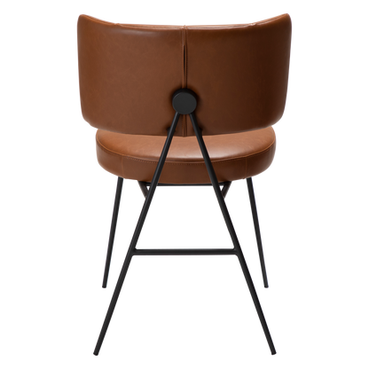 [var:Bezug=Vintage hellbraunes Kunstleder mit schwarzen Beinen] ROOST Stuhl
