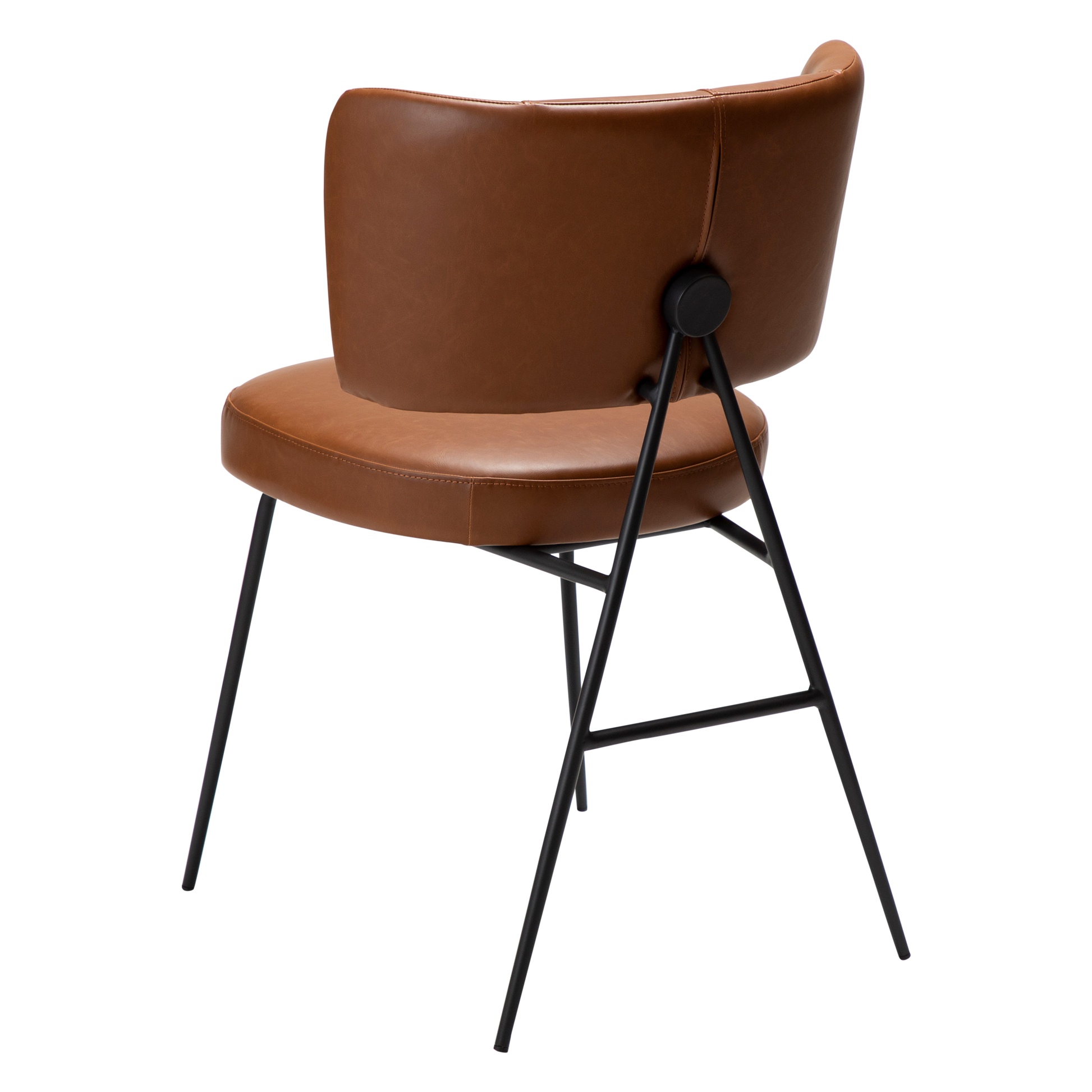 [var:Bezug=Vintage hellbraunes Kunstleder mit schwarzen Beinen] ROOST Stuhl